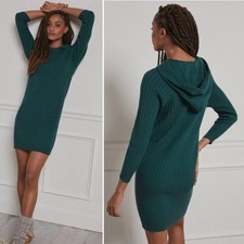 Anthropologie Saturday Sunday Hera Hooded Green Sweater Dress Womens Size Small