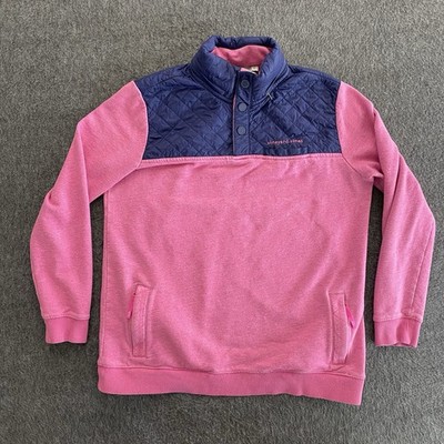 Vineyard Vines Sweatshirt Womens Size Small Pink Hidden Hood Performance Snaps