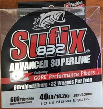 Sufix 832 Advanced Superline 600yd, 40lb Test, Sunrise  Fishing Line