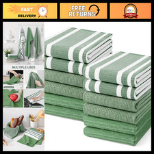 Premium Cotton Kitchen Towels 380 GSM - Grass Green, 18"x28", 12 Pack