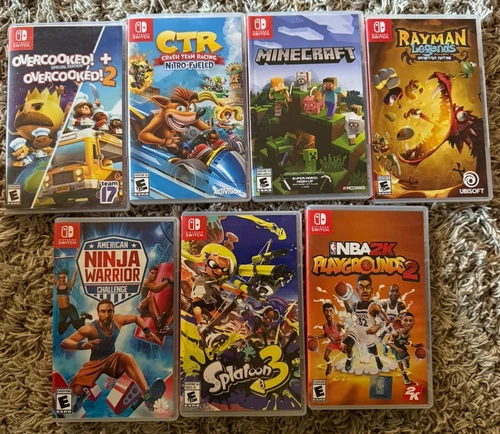 Nintendo SWITCH 7GAME LOT Minecraft Crash Overcooked Rayman Nba2k Splatoon Ninja
