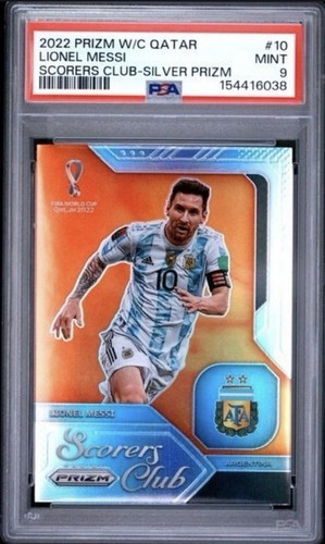 Panini Lionel Messi Argentina 2022 Prizm WC Qatar Scorers Club #10 PSA 9