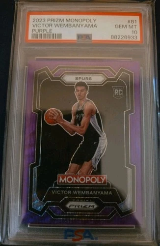 PSA 10 💎 (RC) Victor Wembanyama 2023-24 Panini Prizm Purple Wave #81 Monopoly