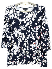J JILL WEAREVER COLLECTION Women's Rayon Top 3/4 Sleeve Floral Multicolor Size M