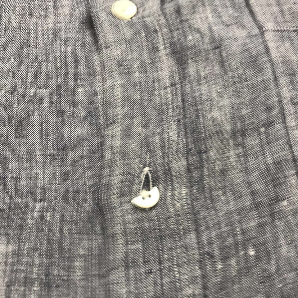 Hartford Shirt Mens XL Blue 100% Linen Chambray Casual Button Long Sleeve Summer Foto 4 de 4