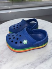 Crocs Blue Clogs Size 5 C5 Toddler Rainbow Edge