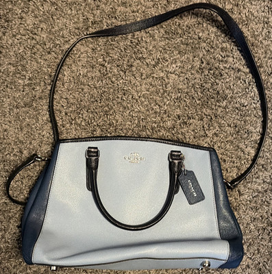 Coach Blue Colorblock Satchel Top Handle Bag Medium w/ Detachable Strap