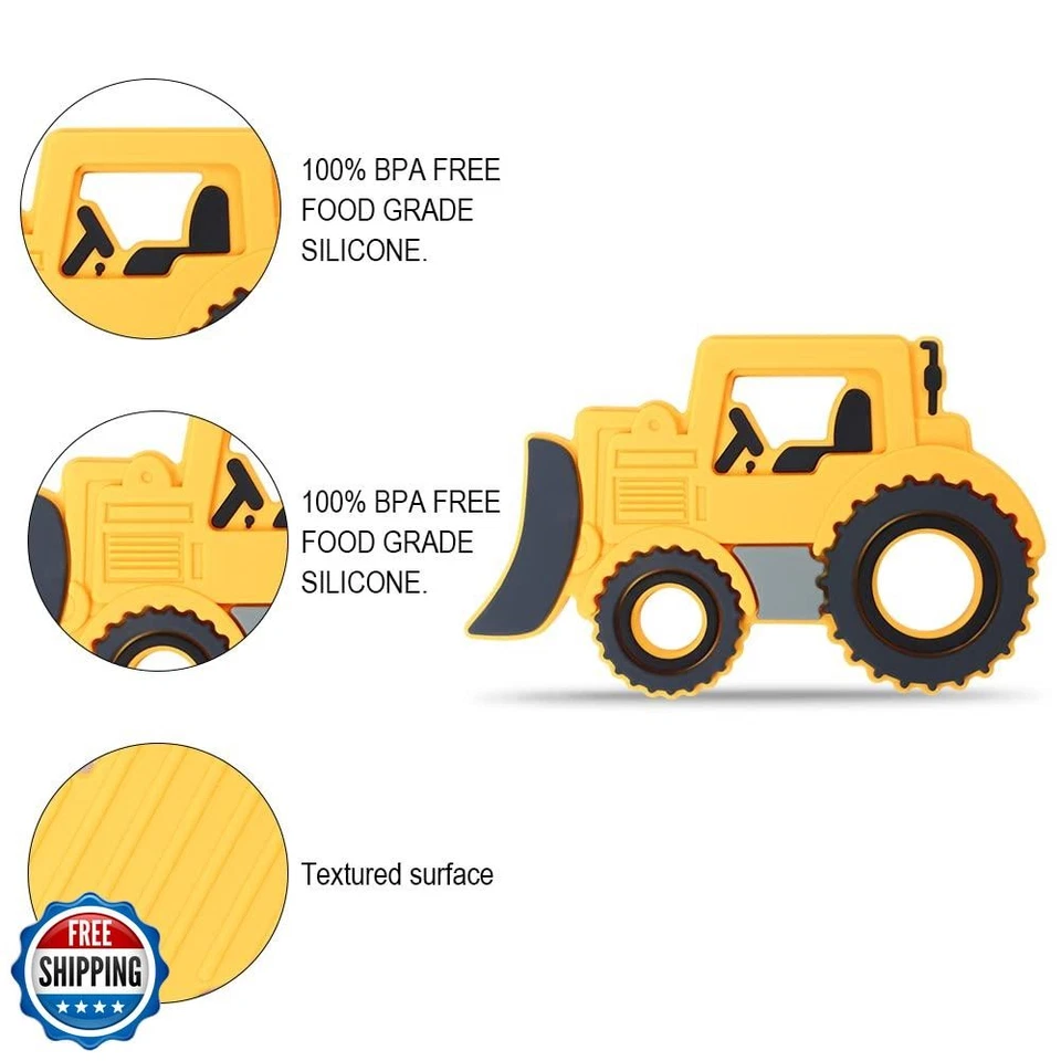 Baby Food Grade Silicone Carrier Vehicle Teether Toy with Pacifier Clip Holde - Image 3 of 4