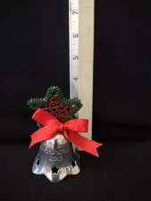 Vintage Silver Plated 2001 Christmas Bell Bow Star (Lot 4125)