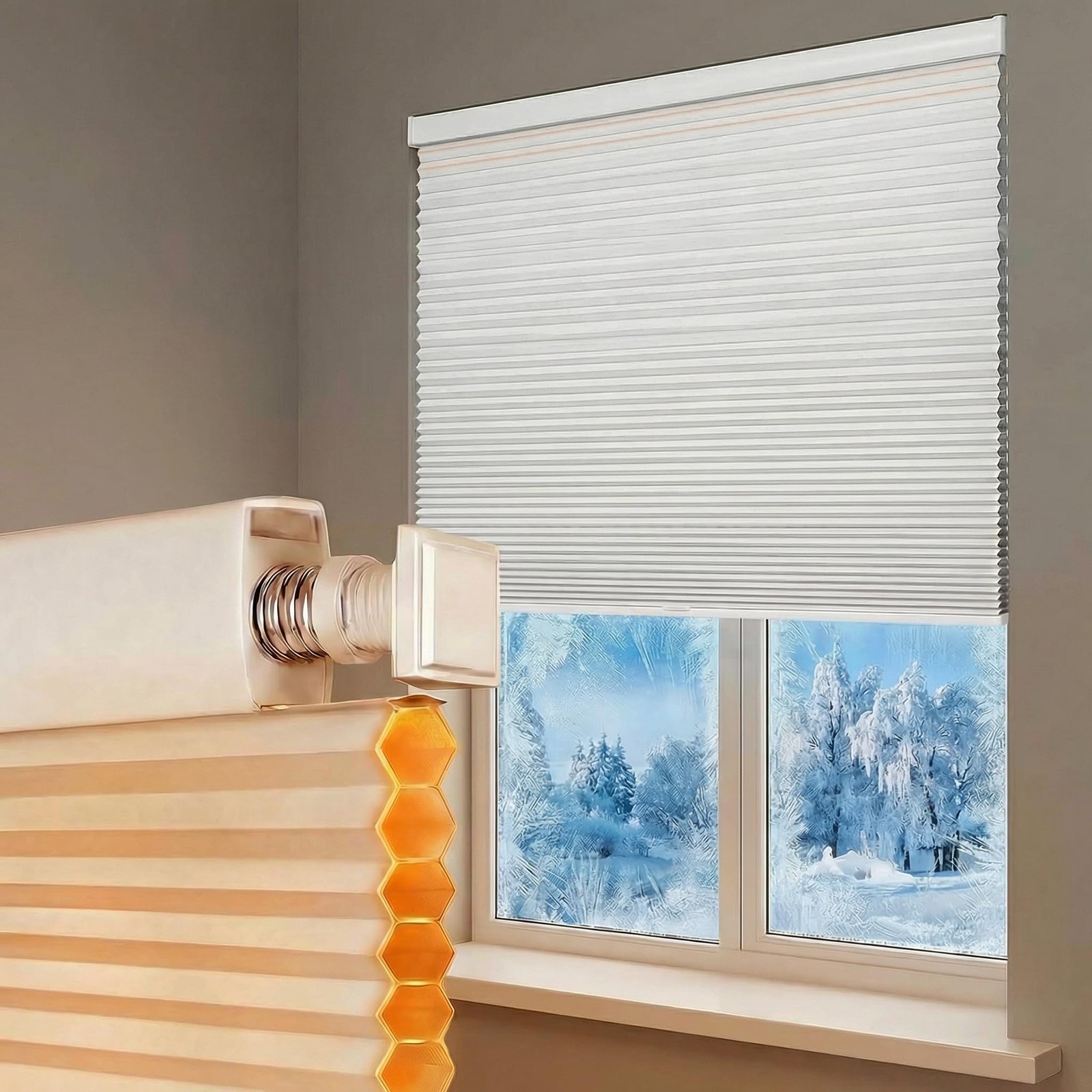 No Drill No Tools Blackout Window Cover,Cordless Honeycomb B