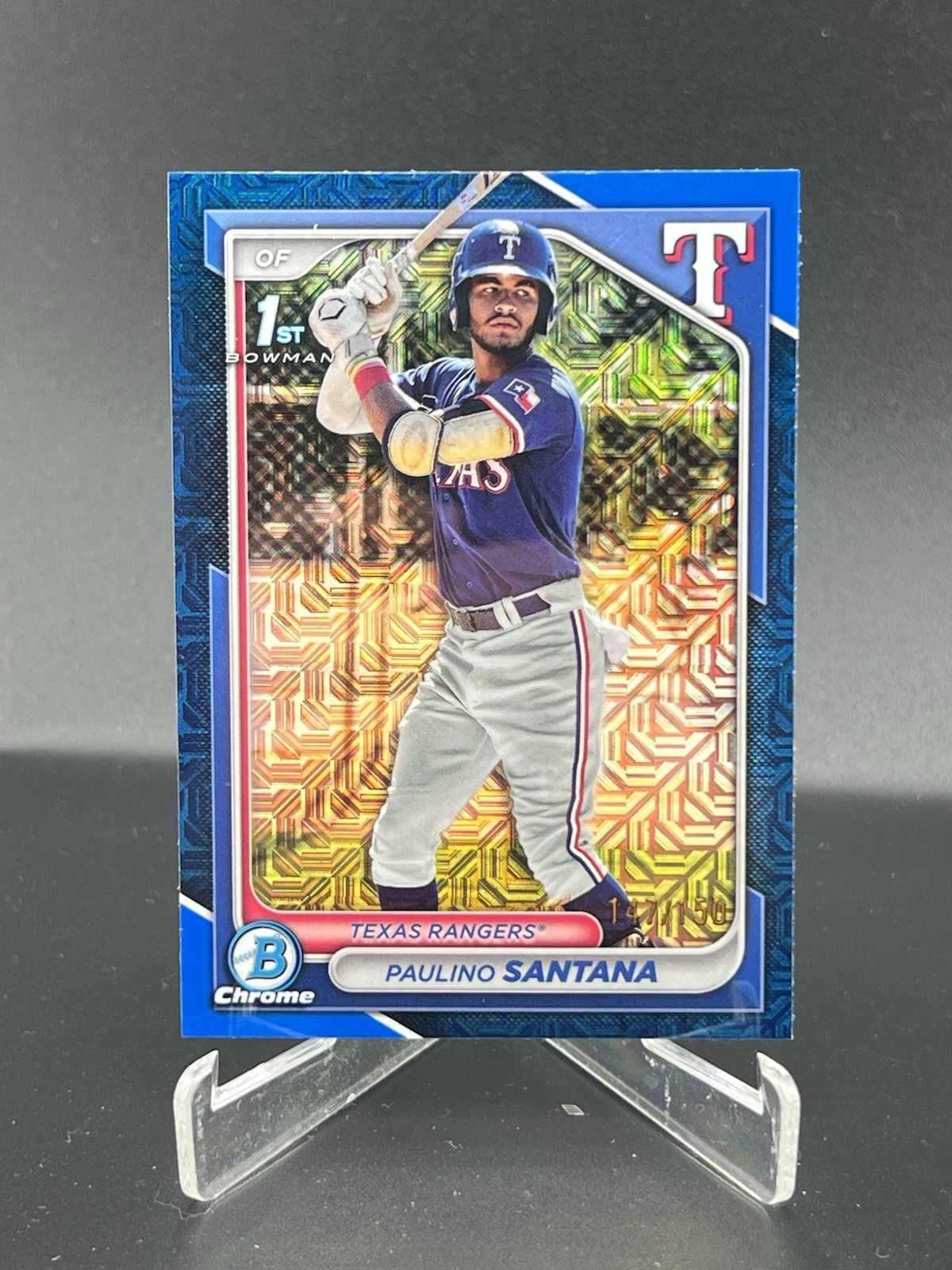 2024 Bowman Chrome Paulino Santana 1st Blue Mojo Refractor /150 #BCP-245 Rangers