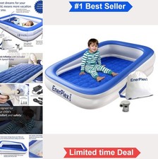 Kids Inflatable Travel Bed Toddler Air Mattress Built-in Safety Bumper with