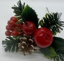 Holiday Craft Pick Holly PineCone Apple Berries Greenery 5  Pretty Wreath Floral