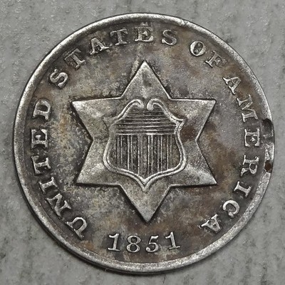 1851-O Three Cent Silver, Almost Uncirculated, Well Struck  0315-01