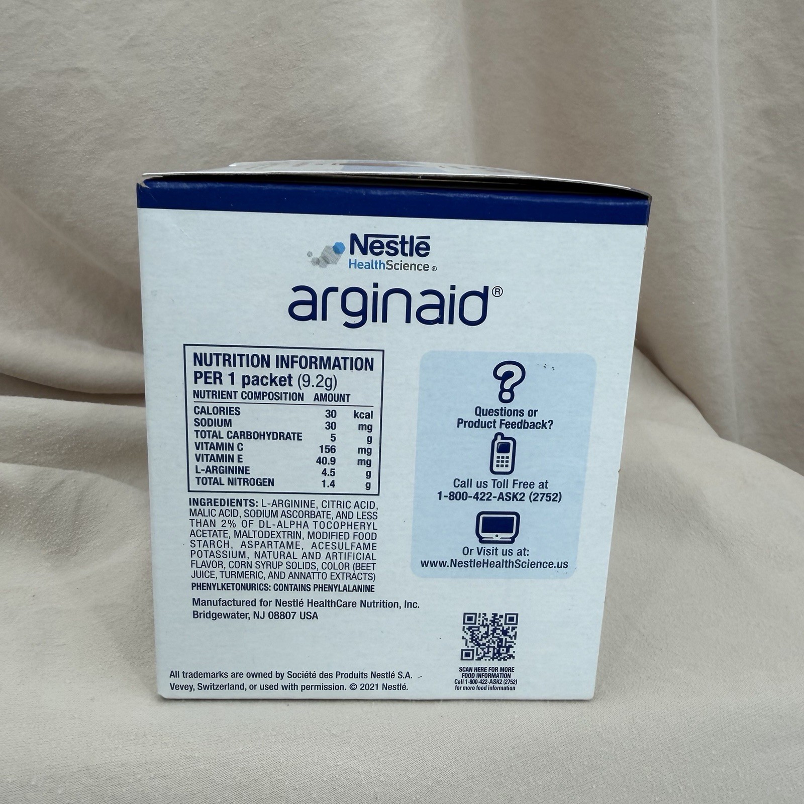 Nestle Arginaid Oral Supplement Cherry 0.32 oz. Packet 14 Ct