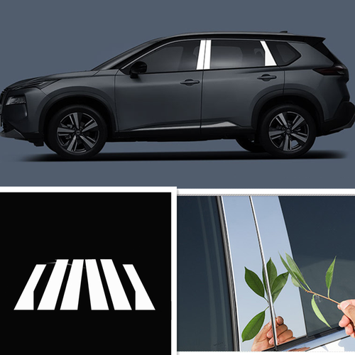6P Chrome S.Steel Door Window Pillar Posts Cover Trim For 2021-2023 Nissan Rogue - Foto 2 di 9