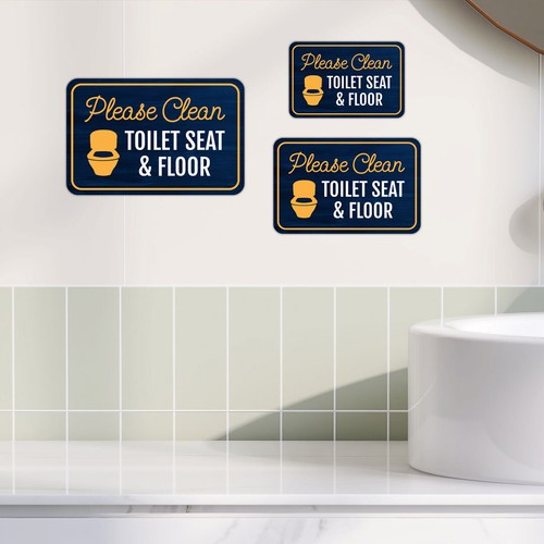 Classic Framed Plus Please Clean Toilet Seat & Floor Wall or Door Sign - Picture 2 of 32