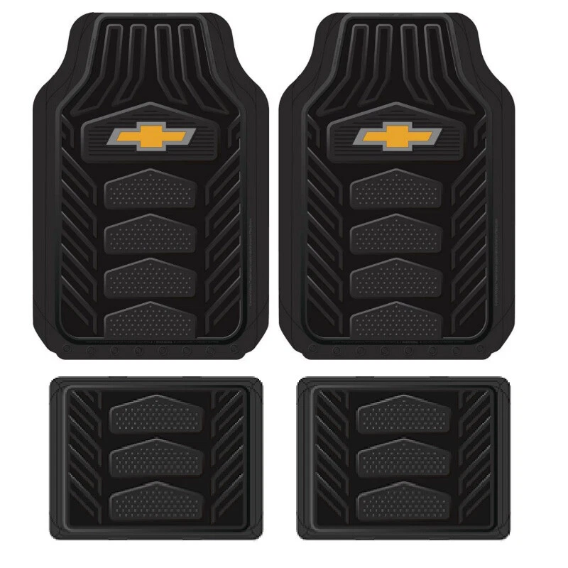 New 4pc CHEVY All Weather Pro Heavy Duty Rubber Floor Mats Set Official Licensed Foto 2 de 4