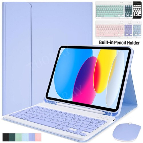 For iPad 5/6/7/8/9/10/11th Gen A16 Air 11 M3 2025 Keyboard Case Bluetooth Mouse - Picture 2 of 64