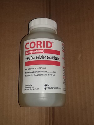 CORID 9.6% Oral Solution Coccidiostat for Calves 16 Oz By Huvepharma