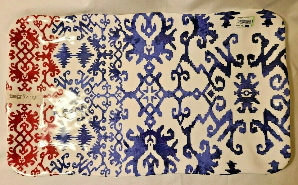 Bandeja rectangular para servir de melamina Tag Living Zuma roja, blanca y azul Foto 3 de 4