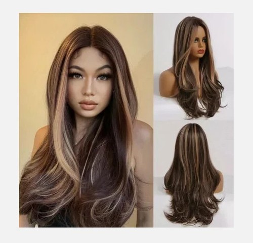 Real hair New Fashion Glamour Women's Dark Brown Human Hair Wigs 18In - Picture 3 of 7