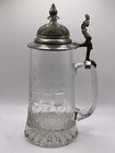 1979 Rastal Etched Glass Beer Stein, Pewter Lid, Floral Design, 17 oz (0.5l) Exc — photo 3