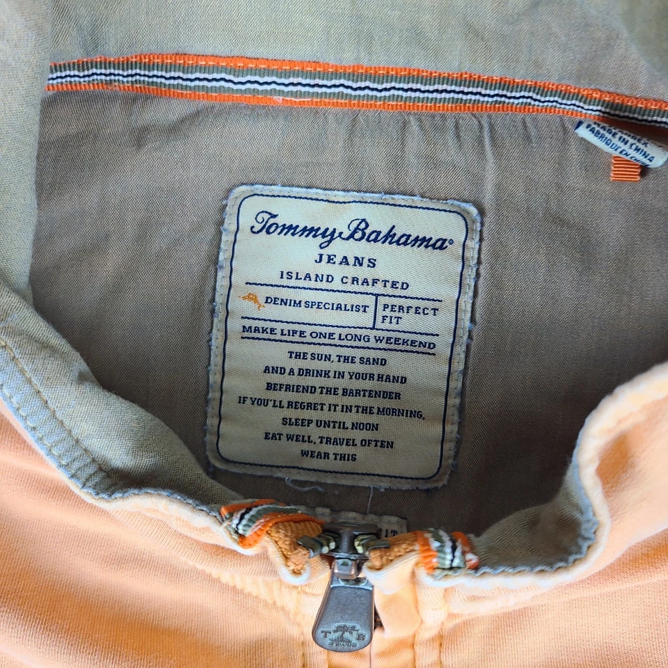 Tommy Bahama Jeans Sweater Mens XL Pale Salmon Orange Quarter Zip Sweatshirt - Image 4 of 4