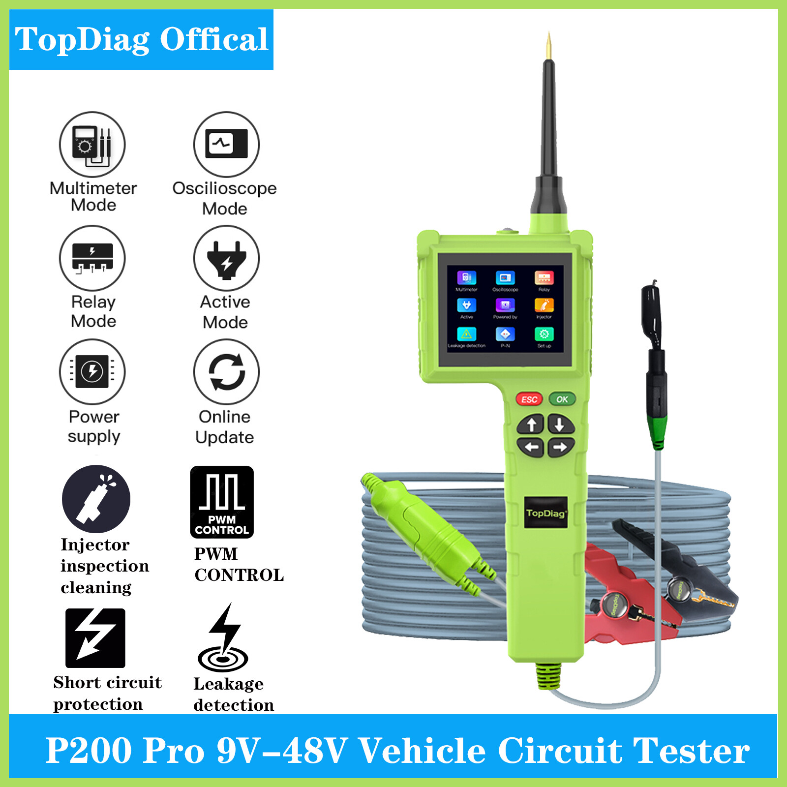 P60 Automotive Power Probe Circuit Tester - Digital/Analog Multimeter For Car Electrical