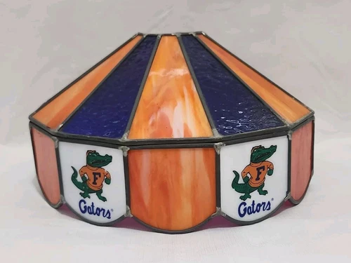 Vintage University Of Florida Gators Stained Glass Tiffany Style 14" Lamp Shade