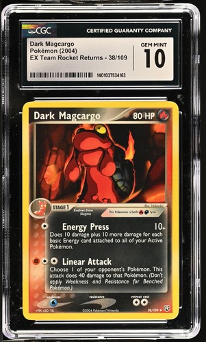 CGC 10 GEM MINT Dark Magcargo 2004 EX Team Rocket Returns 38/109 Pokemon Card