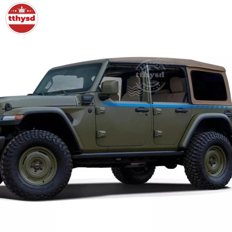 Calcomanía de vinilo gráfica a rayas de carreras de 4 puertas para Jeep Wrangler JL Rubicon JK nueva Foto 2 de 4