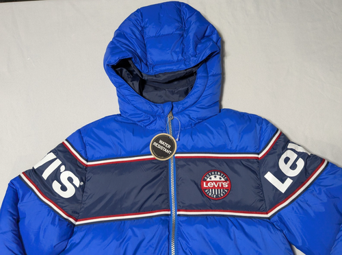LEVIS Boys Medium (10-12 Yrs) Blue Nylon Full Zip Hooded Puffer Jacket NEW - Picture 3 of 21