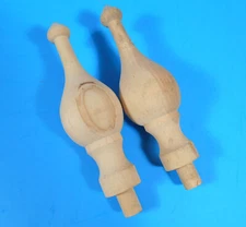 Lot of 2 Bed Post Finials 7-1/2" Unfinished Turned Wood