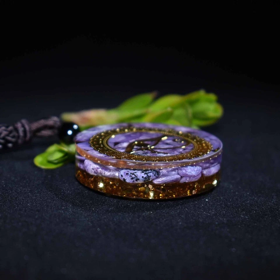 Collar Orgonita Natural Charoite Energía Espiritual Cristal Curativo Colgante Foto 3 de 4