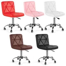 Rolling Home Office Desk Barber Chairs Armless 360° Swivel PU Stool Adjustable