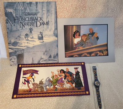 THE HUNCHBACK OF NOTRE DAME 1996/97 DISNEY STORE 2 SPECIAL LITHOGRAPHs & Watch