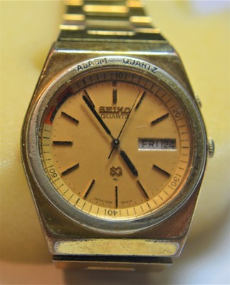 VTG 1980 Seiko Alarm SQ Quartz Day Date gold tone Men's Watch 7223-6019 new  batt | eBay