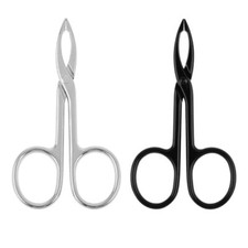 2Pcs Tweezers Scissor for Eyebrow, Flat Tip Tweezers Hair Plucker Handle