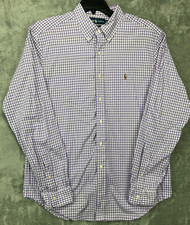 Polo Ralph Lauren Mens Classic Fit Long Sleeve Shirt XL Purple Gingham Button Up