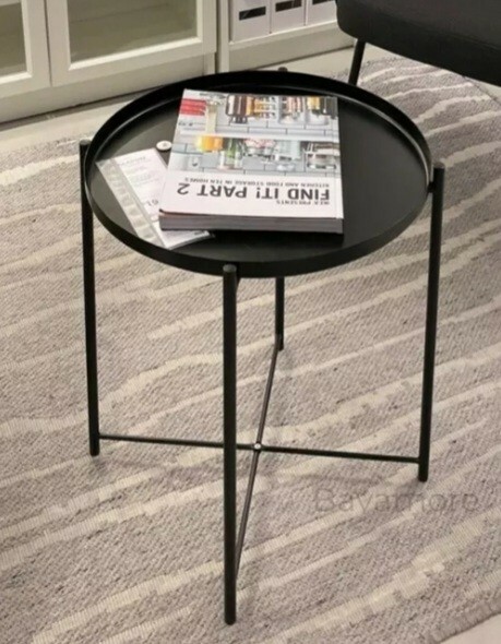 IKEA GLADOM with removable Top Tray table Steel Black, 17½