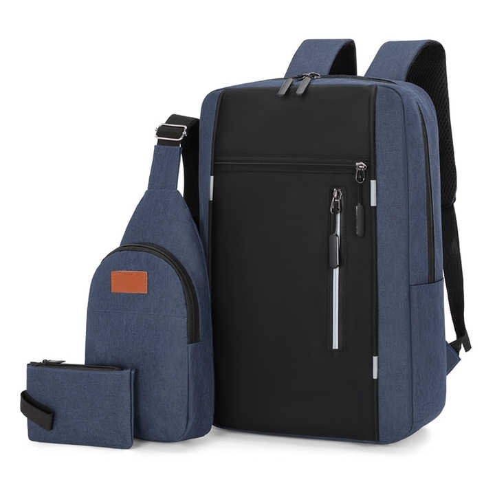 Conjunto de Mochila, Bandolera y monedero |Con Cargador USB| Portatil 15.6"