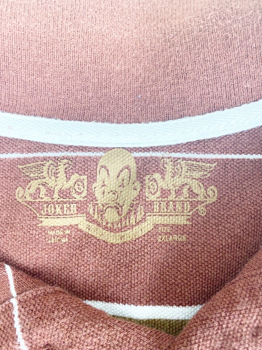 Vintage Joker Brand Mens 2XL Big & Tall Striped Polo Rust