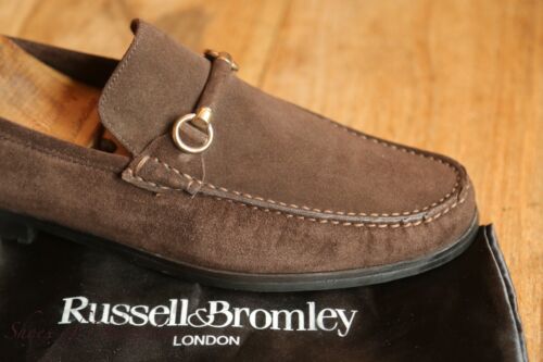 Russell & Bromley Brown Suede Bit Shoes Loafers Mens UK 7.5 EU 41.5 US 8.5 - Picture 1 of 12