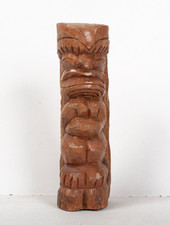 Vintage Signed Hand Carved Solid Wood Tiki Statue 11 1/2" Tall, 1 lb., 14 oz.