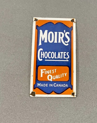 VINTAGE MOIR S CHOCOLATES 12  PORCELAIN SIGN CAR GAS TRUCK GASOLINE
