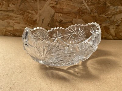 Ancienne Coupe Ovale Centre de Table Cristal Taillé Années 50 Vintage #B265 - Photo 1/4