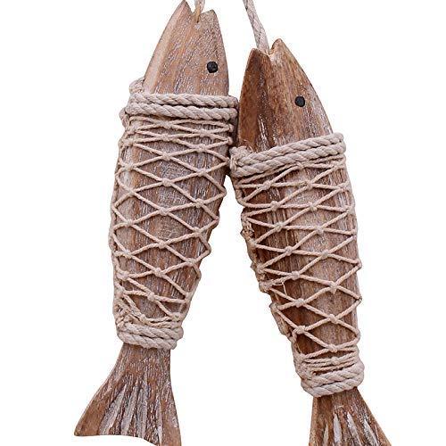 2er Set Handgefertigte Holzfische Maritim Ornament Hängende Wand Wohndeko - Bild 3 von 5