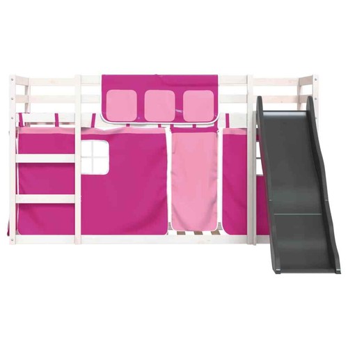 Bunk Bed with Slide and Curtains Pink 80x200 cm vidaXL - Picture 7 of 12