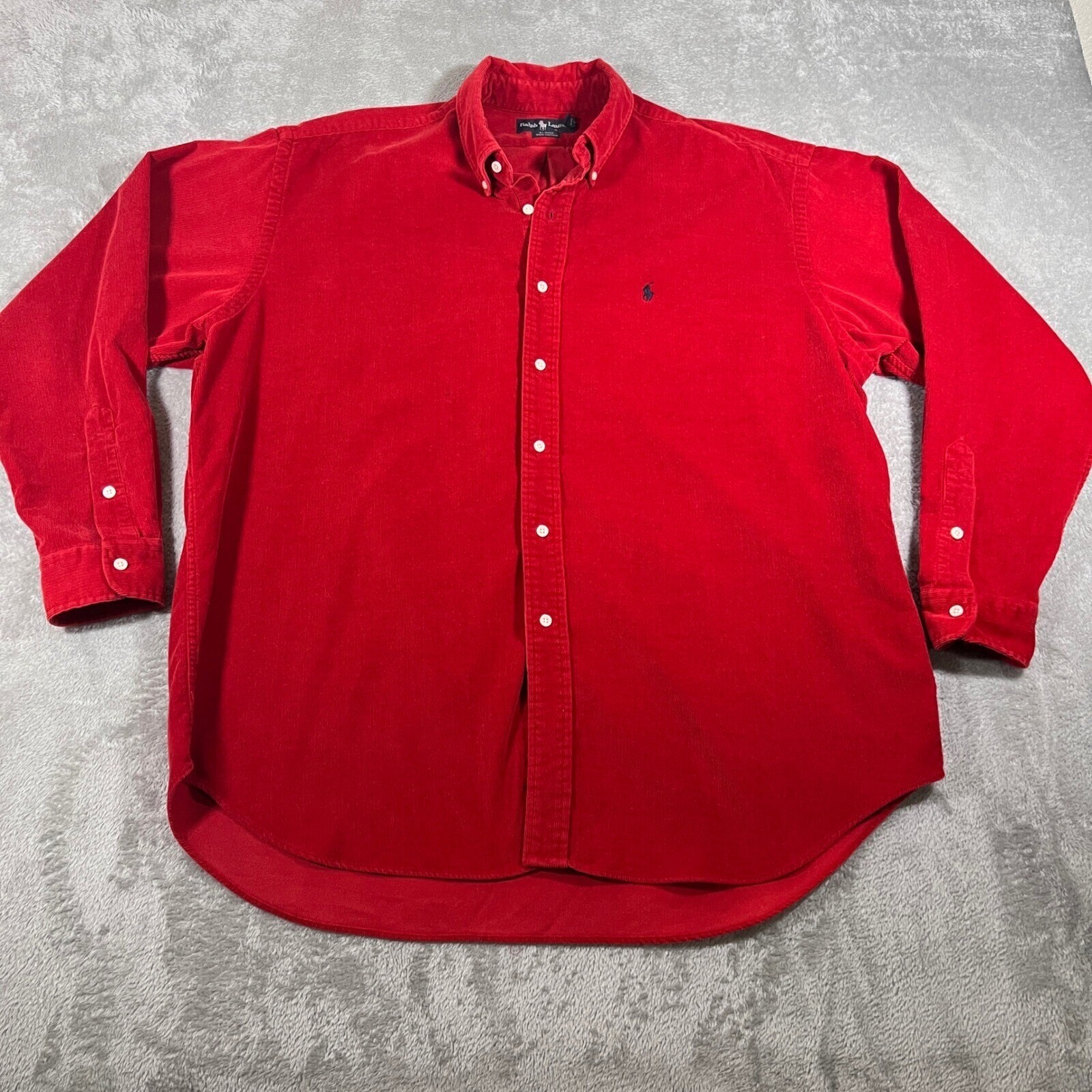 VTG Ralph Lauren Corduroy Shirt Mens XL Red Blair Collared Button